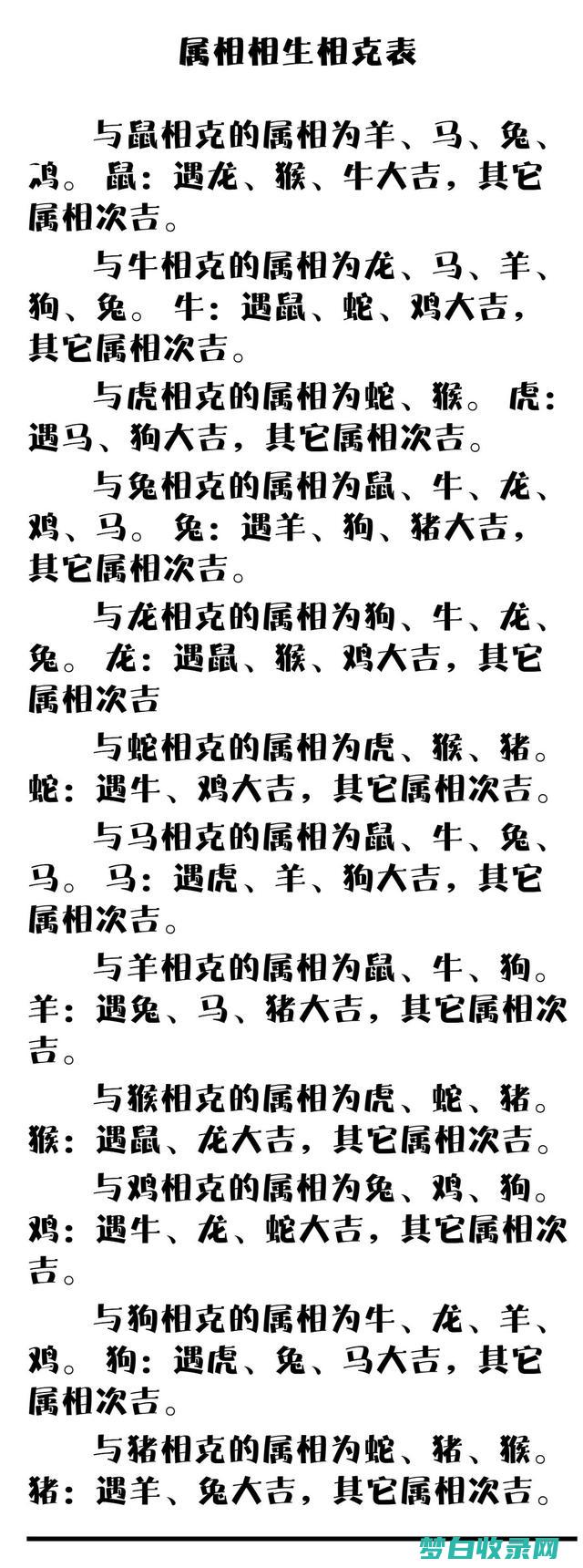 十二生肖对冲表属相相合与同样大全 (十二生肖对冲生肖表)